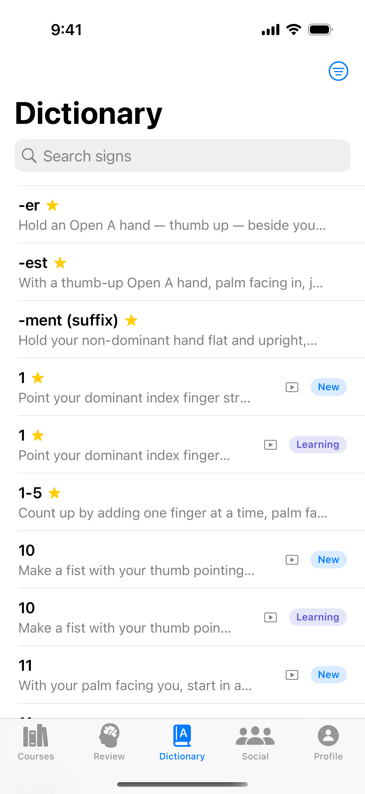 The searchable sign dictionary